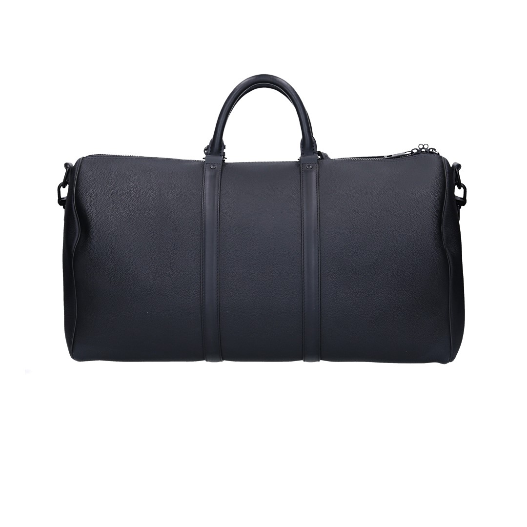 Louis Vuitton Keepall 50 Travel Bag in Monogram Denim with Leather Trim and Shoulder Straps (M45975)