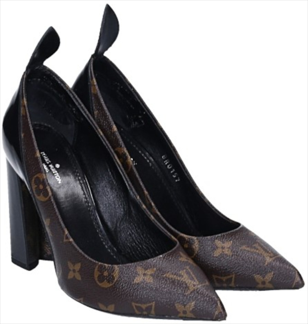 48562-LouisVuitton-Schuhe-Monogram_2D_0013 LOUIS VUITTON PUMPS AUS KALBS-LACKLEDER UND MONOGRAM CANVAS IT37