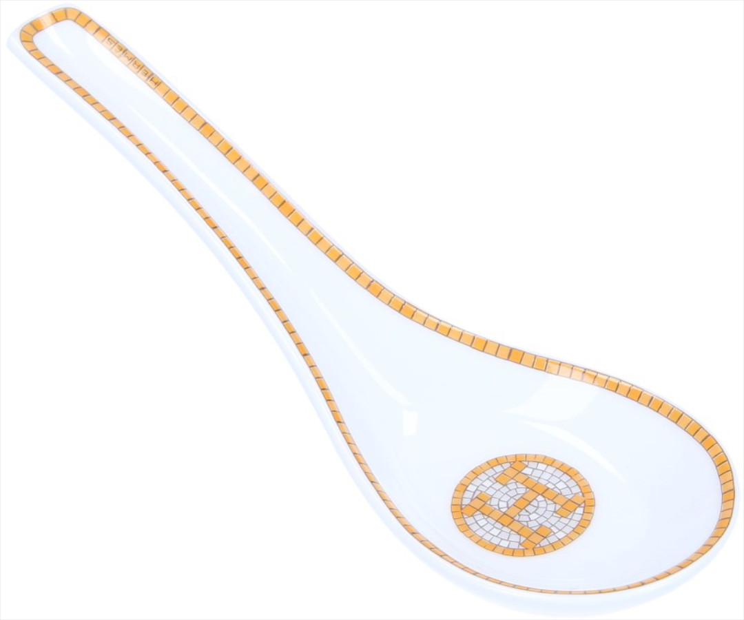 HERMÈS SUPPENLÖFFEL AUS PORZELLAN 'MOSAÏQUE AU 24 GOLD'