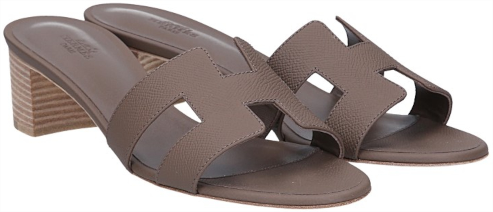 HERMÈS SANDALEN SCHUHE 'OASIS' AUS VEAU EPSOM IN ETOUPE IN GR. 40