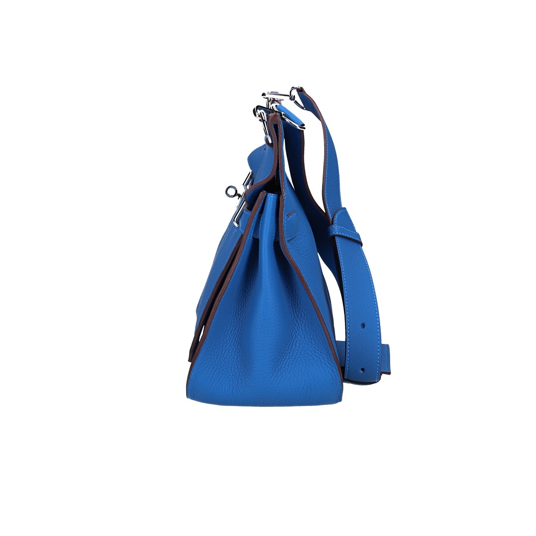 HERMÈS JYPSIÈRE  34 HANDTASCHE AUS CLÉMENCE-JUNGSTIERLEDER IN BLEU MYKONOS MIT PHW