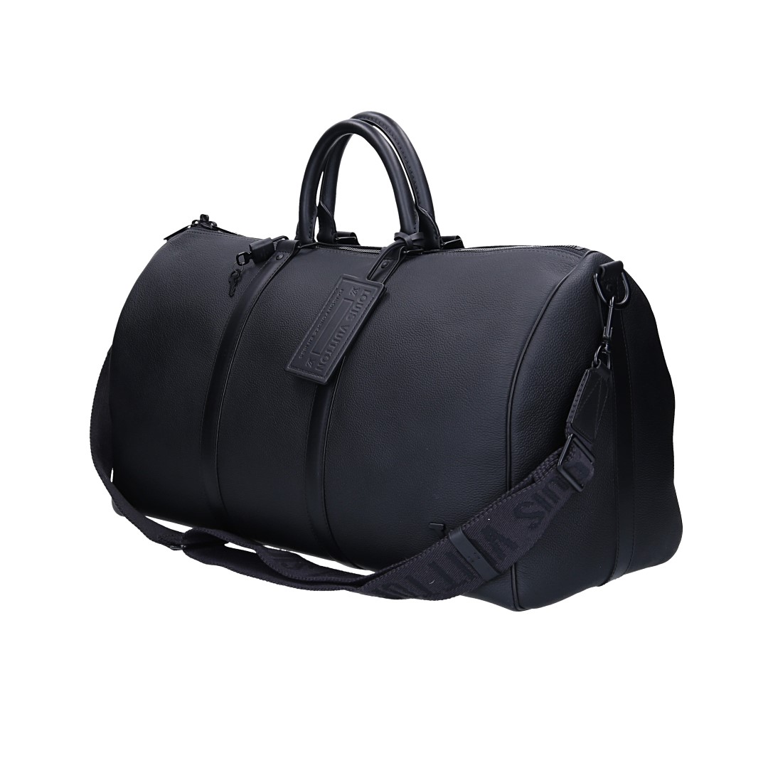 Louis Vuitton Keepall 50 Travel Bag in Monogram Denim with Leather Trim and Shoulder Straps (M45975)