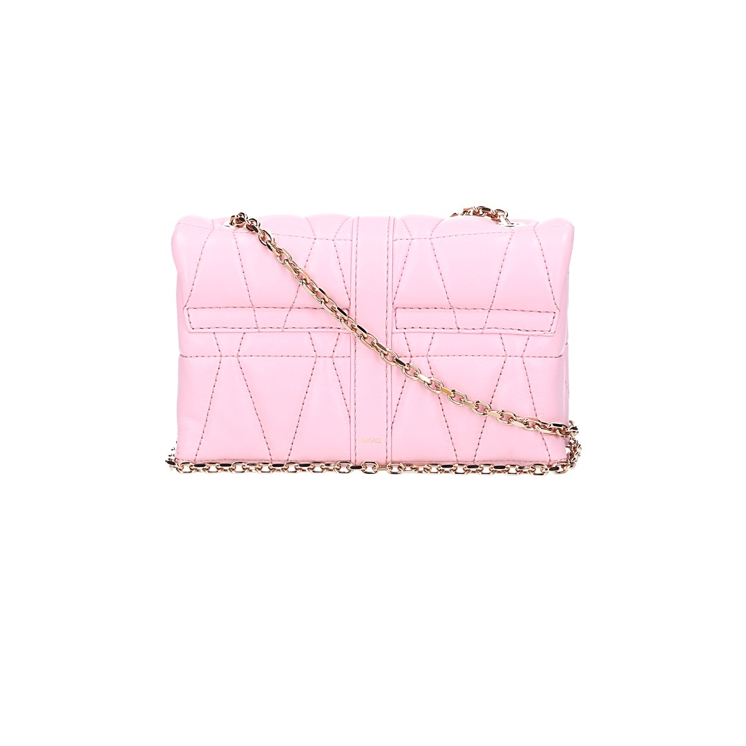 VERSACE MINIBAG KLEIO AUS GESTEPPTEM NAPPALEDER IN HELLROSA MIT GHW