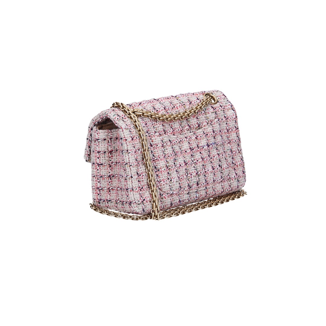 CHANEL 2.55 REISSUE SINGLE FLAP HANDTASCHE (224) AUS TWEED (A37584)