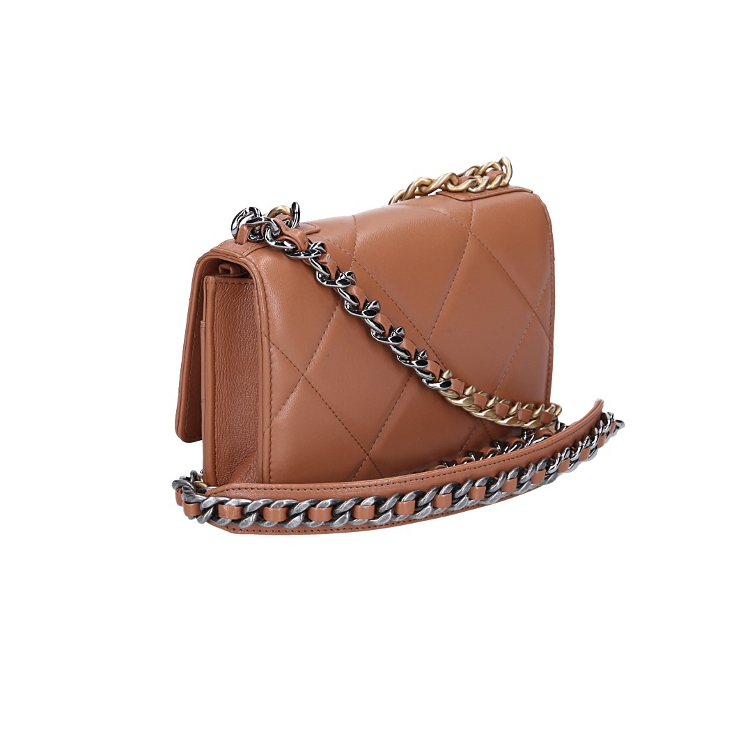 CHANEL WALLET ON CHAIN 19 UMHÄNGETASCHE AUS LAMMLEDER IN BRAUN (AP0957)