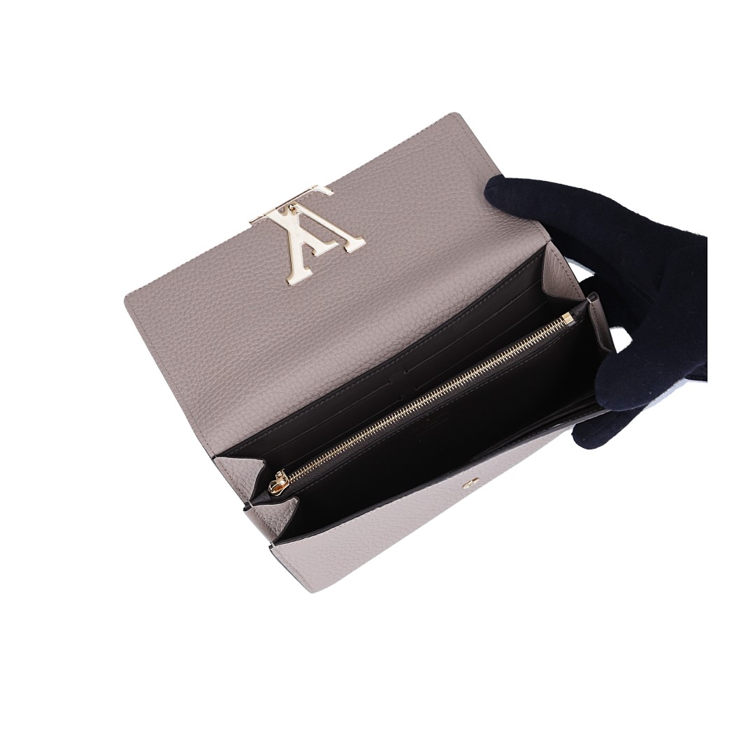 LOUIS VUITTON GELDBÖRSE 'CAPUCINES' AUS TAURILLON LEDER IN GALET (M61249)