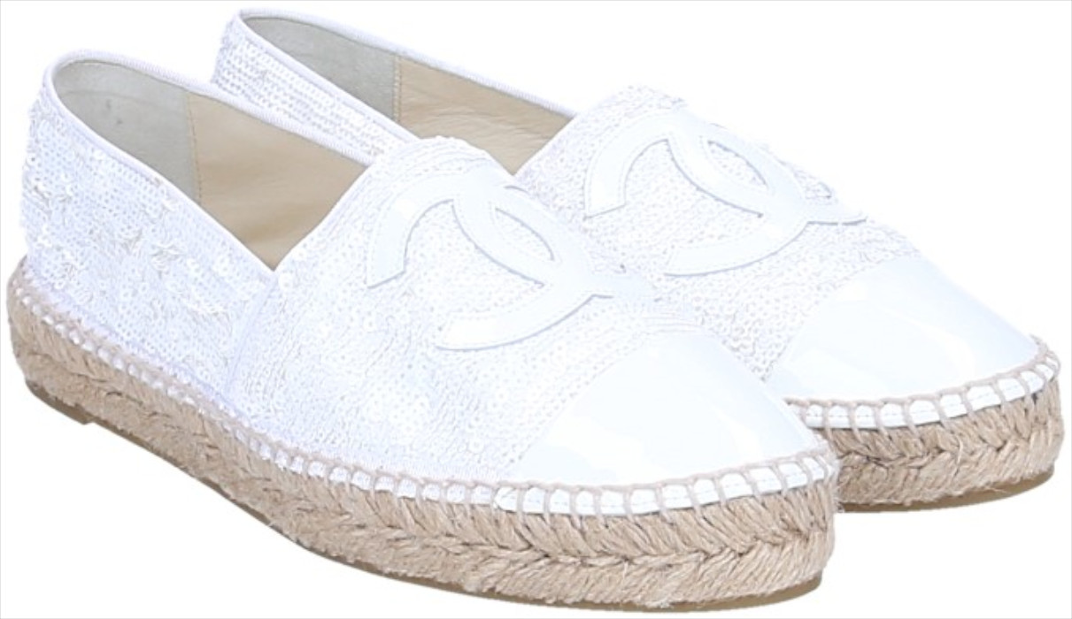 48703-Chanel-Spadrilles-Weiss_2D_0012 CHANEL ESPADRILLES MIT PAILETTEN IN WEISS GR. 40 (Z G29762)