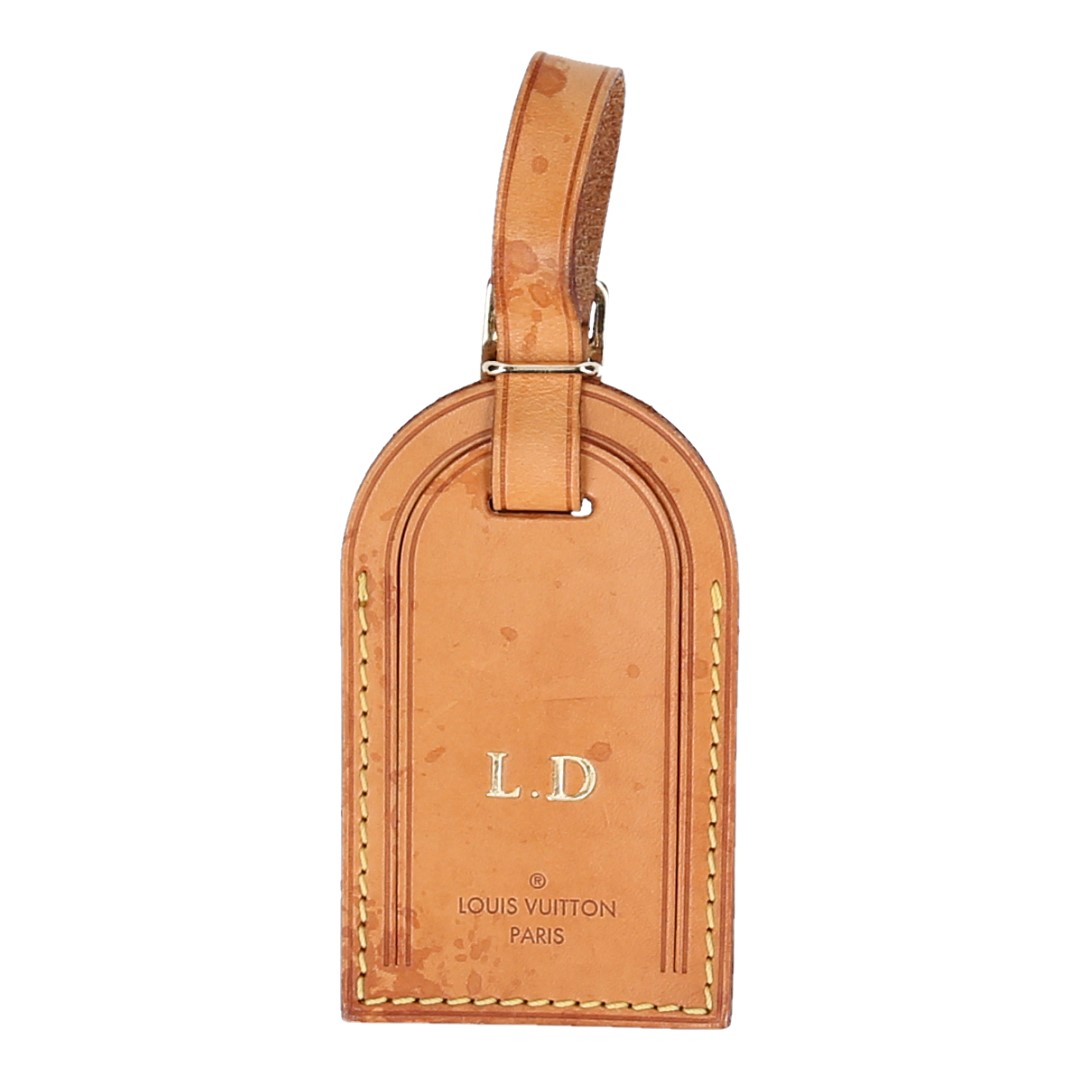 40094-Louis-Vuitton-Adressanh-nger_2D_0001 LOUIS VUITTON - L.D - ADRESSANHÄNGER MIT INITIALEN AUS VVN LEDER IN MITTELBRAUN
