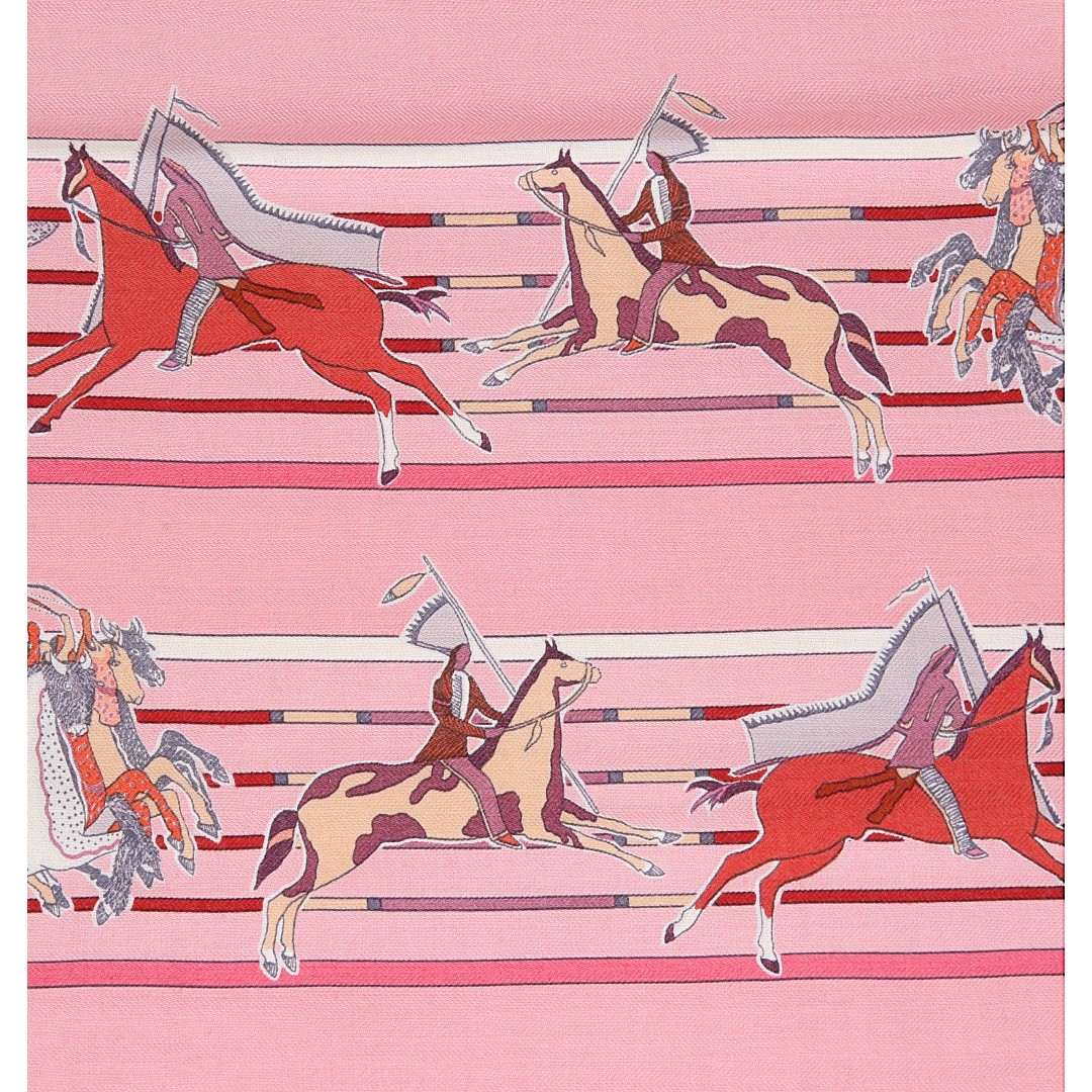 HERMÈS KASCHMIR-/SEIDENTUCH 140 x 140 CM CHALE 'PANI LA SHAR PANWEE' VON KERMIT OLIVER