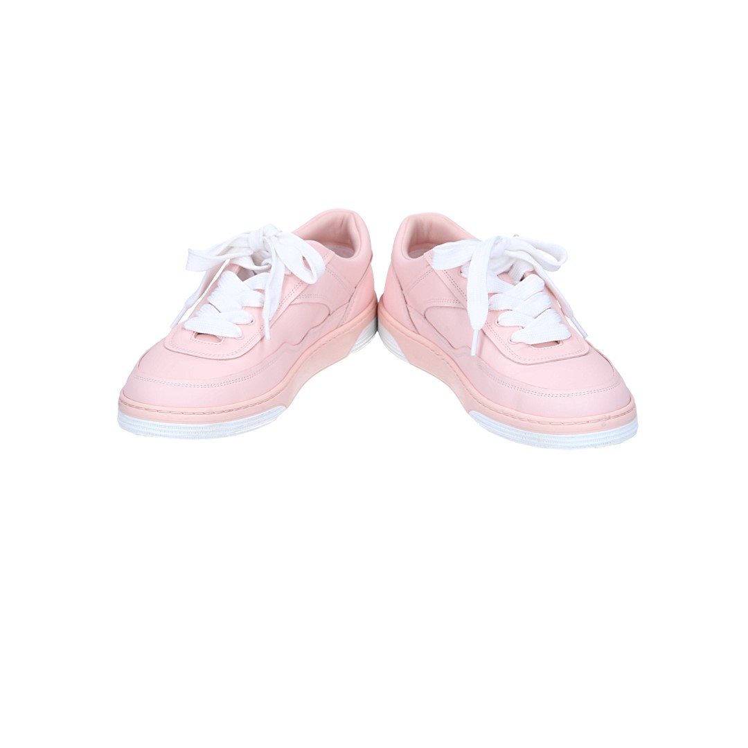 CHANEL SNEAKER SCHUHE AUS SUEDE LEDER IN ROSA UND WEISS GR. 38 (L G39978)