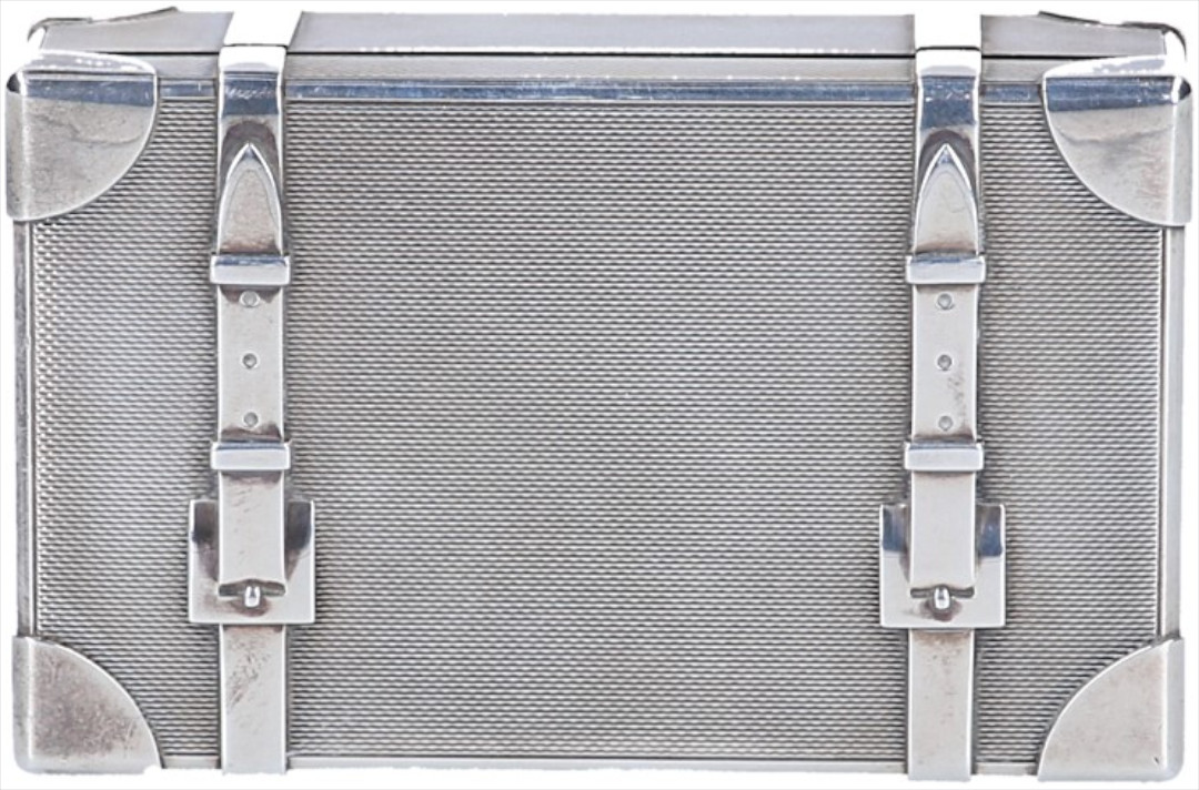 HERMÈS DEKORATIVE BOX AUS SILBERFARBENEM METALL