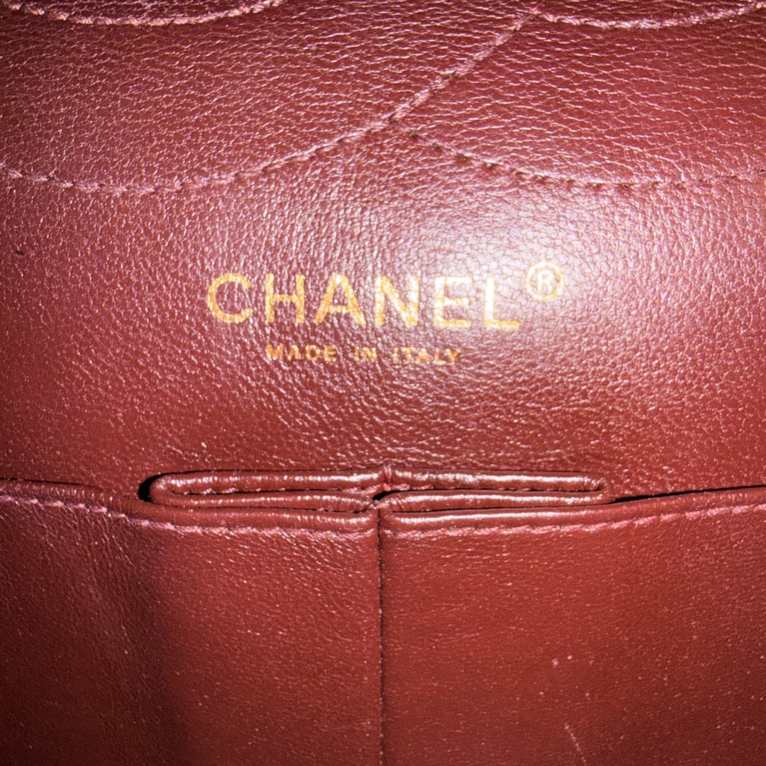 CHANEL 2.55 Reissue Flap Handbag (227) Made of Textile in Raspberry Red