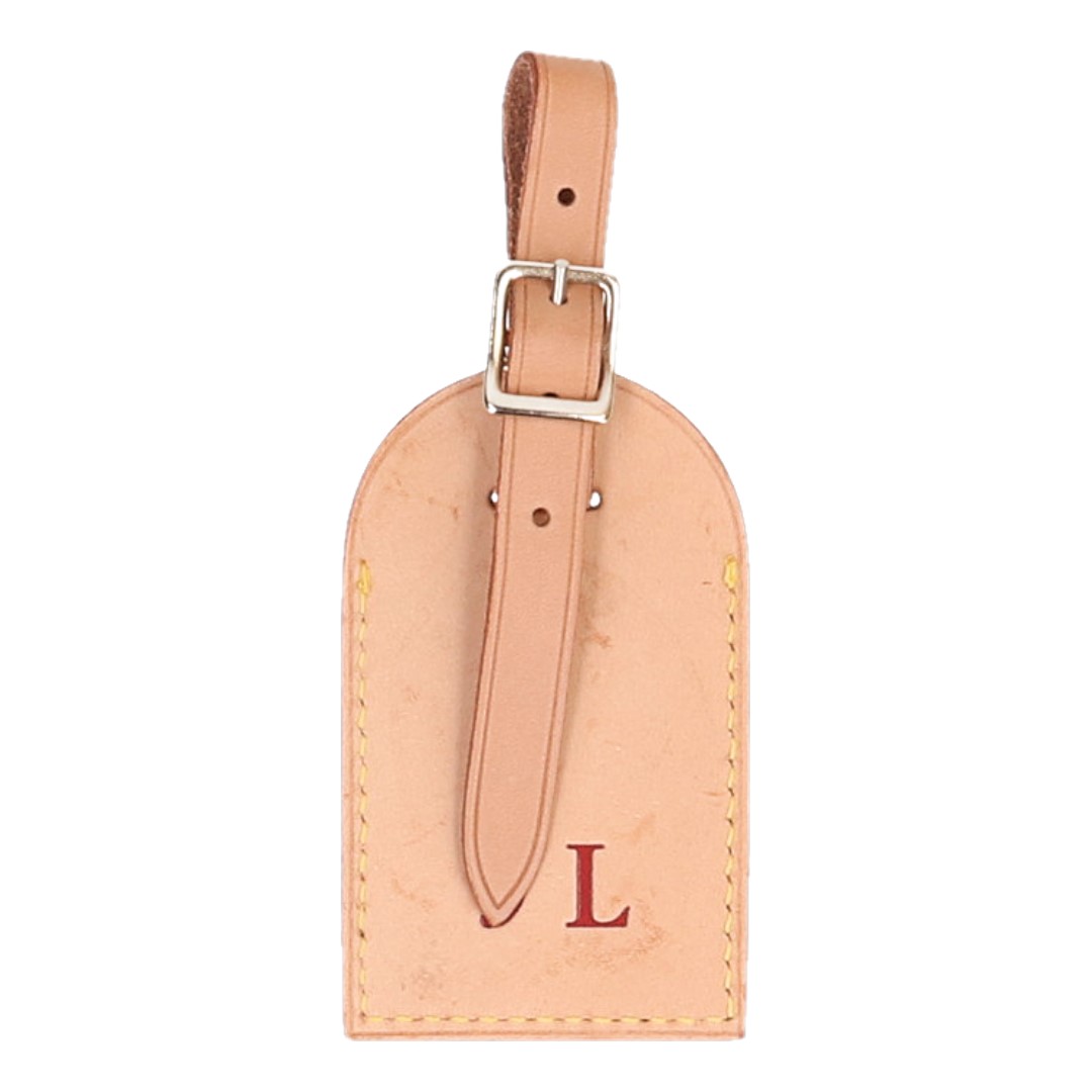 LOUIS VUITTON - JL - ADRESSANHÄNGER - TRAVEL TAG MIT INITIALEN AUS VVN LEDER IN MITTELBRAUN