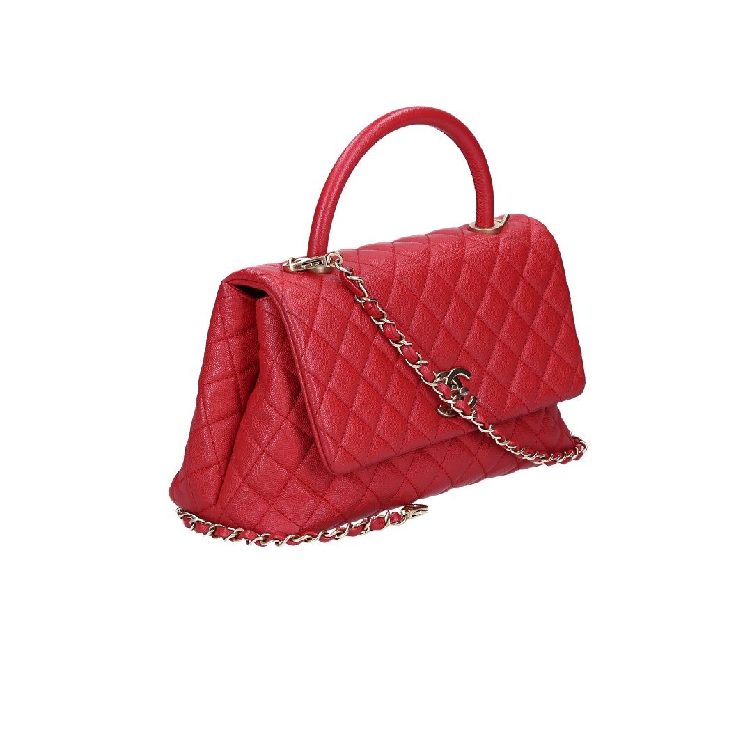 CHANEL GROßE PATTENTASCHE 'COCO HANDLE' AUS GENARBTEM KALBSLEDER (A92991)