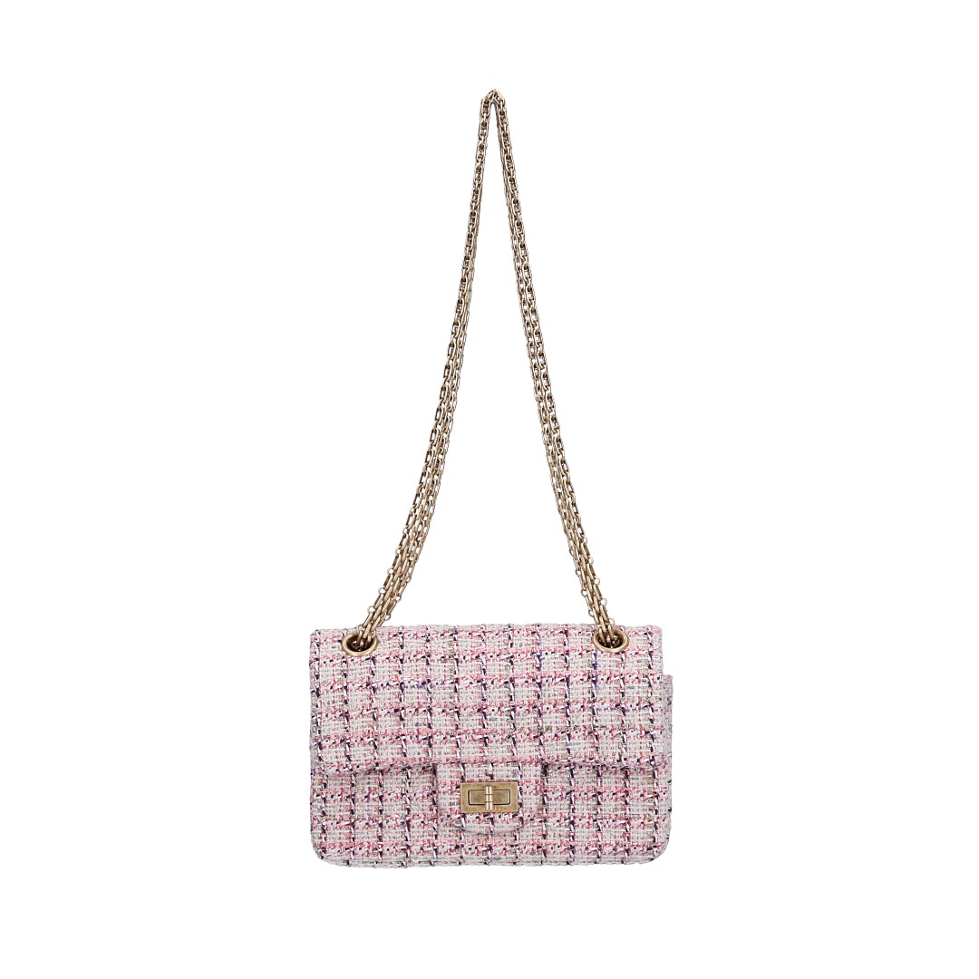 CHANEL 2.55 REISSUE SINGLE FLAP HANDTASCHE (224) AUS TWEED (A37584)