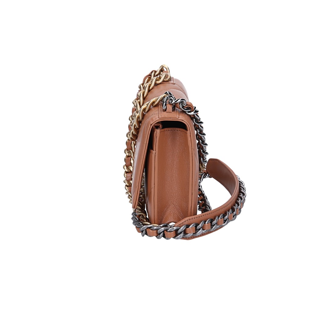 CHANEL WALLET ON CHAIN 19 UMHÄNGETASCHE AUS LAMMLEDER IN BRAUN (AP0957)