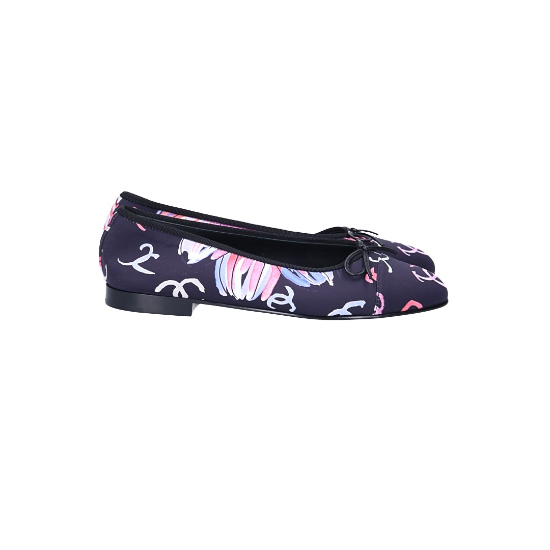 CHANEL BALLERINA SCHUHE AUS TEXTIL IN MEHRFARBIG GR. 37 (F G02819)