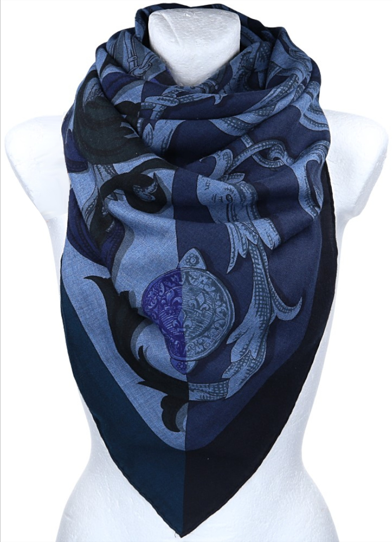 HERMÈS CASHMERE/SILK SCARF 140 x 140 CM SCARF 'FANTAISIE D'ETRIERS' BY VIRGINIE JAMIN