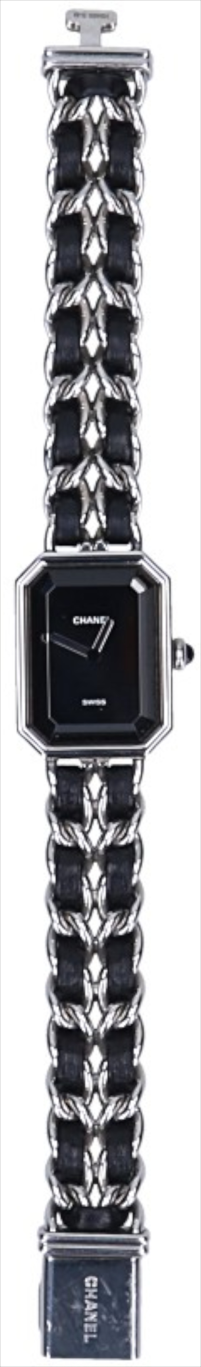 CHANEL ARMBAND-UHR 'PREMIÈRE' AUS EDELSTAHL UND LEDER IN SCHWARZ