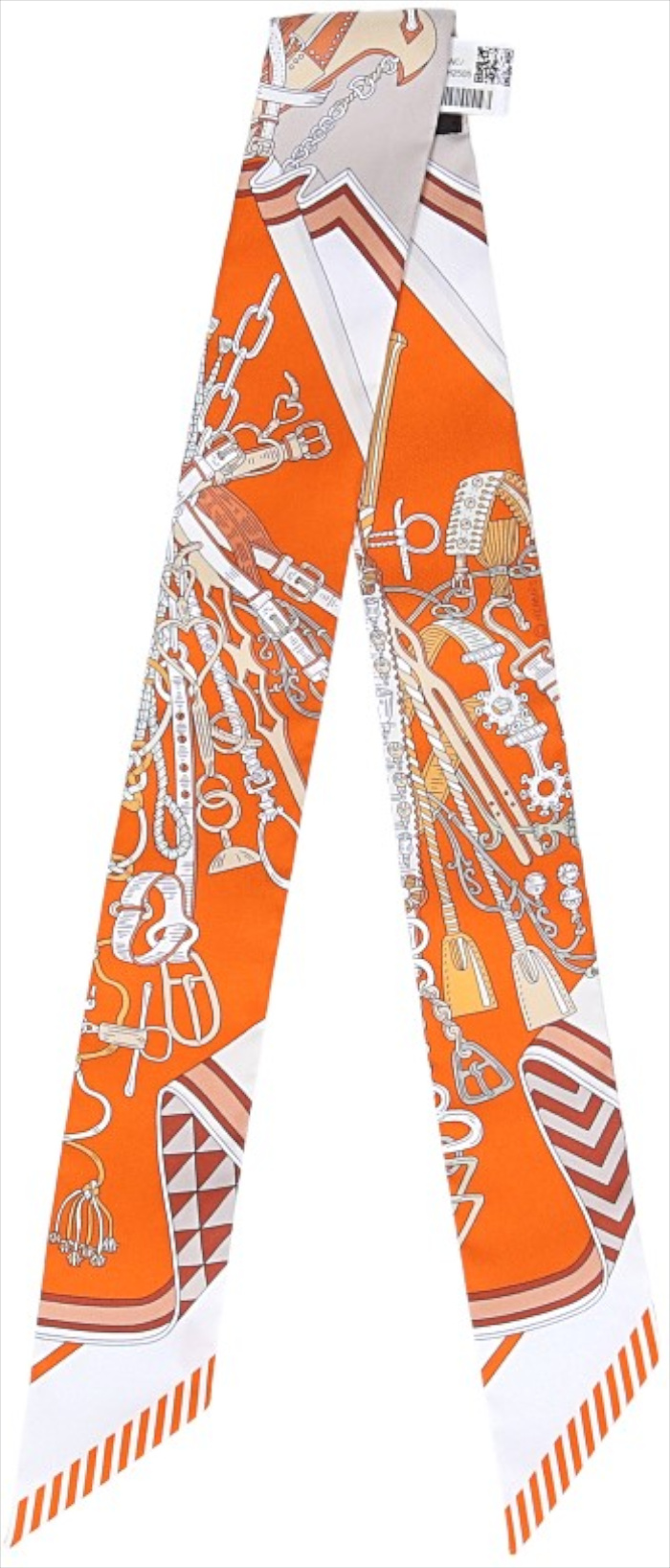 HERMÈS TWILLY 5X86CM 'BOUQUETS SELLIER' AUS SEIDE IN ORANGE CUIT/BLANC HERMÈS TWILLY 5X86CM 'BOUQUETS SELLIER' AUS SEIDE IN ORANGE CUIT/BLANC