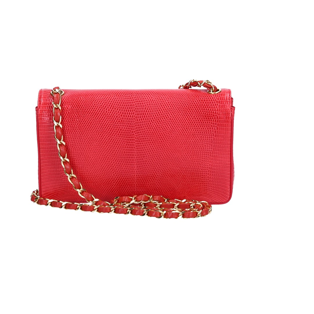 50978-Chanel-Flap-Bag_2D_0005 CHANEL SINGLE FLAP HANDTASCHE AUS ECHSEN-LEDER IN DER FARBE ROT MIT GHW