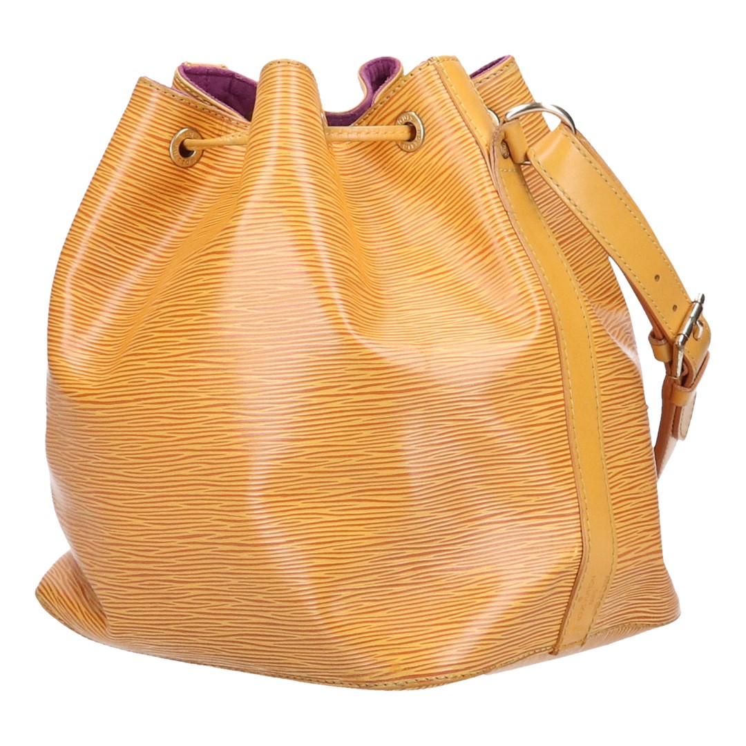 43523-Louis-Vuitton-Noe-PM-Epi_2D_0006 LOUIS VUITTON NOÉ PETIT MODEL SCHULTERTASCHE AUS EPI LEDER IN TASSIL GELB (M44109)
