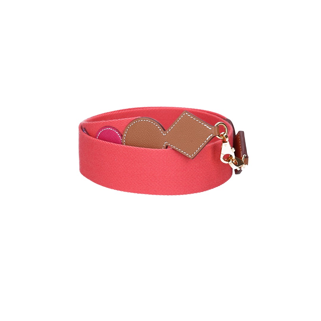 HERMÈS SHOULDER STRAP 'ZIGZAG' MADE OF SWIFT CALF LEATHER AND TEXTILE IN GOLD/WHITE/GOLD WITH GHW
