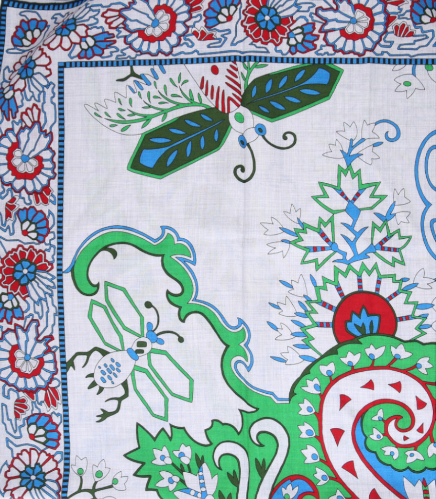 46250-Hermes-Tuch-VORNE_2D_0010 HERMÈS KASCHMIR-/SEIDENTUCH 140 x 140 CM CHALE 'PAISLEY FROM PAISLEY' IN GRIS CHINE, VERT UND ROUGE