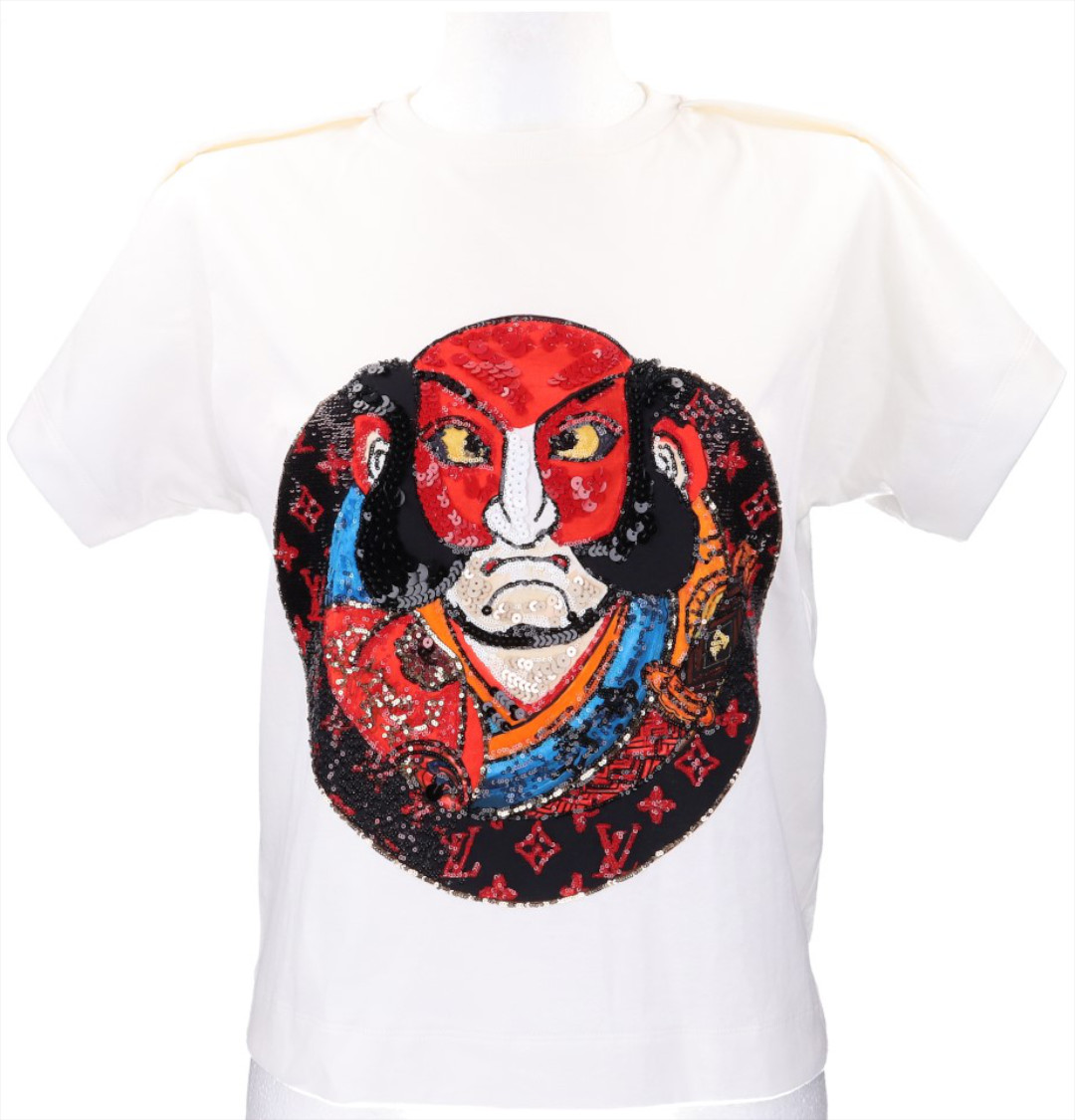 LOUIS VUITTON T-SHIRT 'KABUKI' MIT RUNDHALS-AUSSCHNITT IN GR. XS AUS BAUMWOLLE