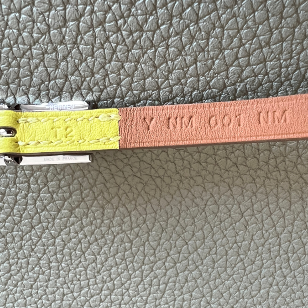 HERMÈS ARMBAND 'HAPI 3 MM' AUS VEAU SWIFT IN LIME MIT PHW GR. S/T2