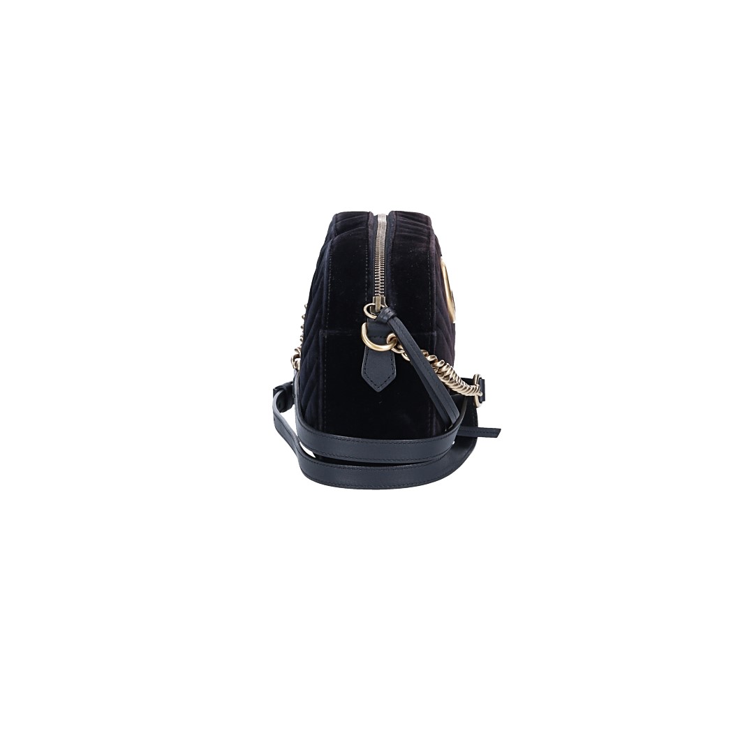 GUCCI HANDTASCHE 'KLEINE GG MARMONT' AUS MATÉLASSE VELVET IN SCHWARZ AGHW
