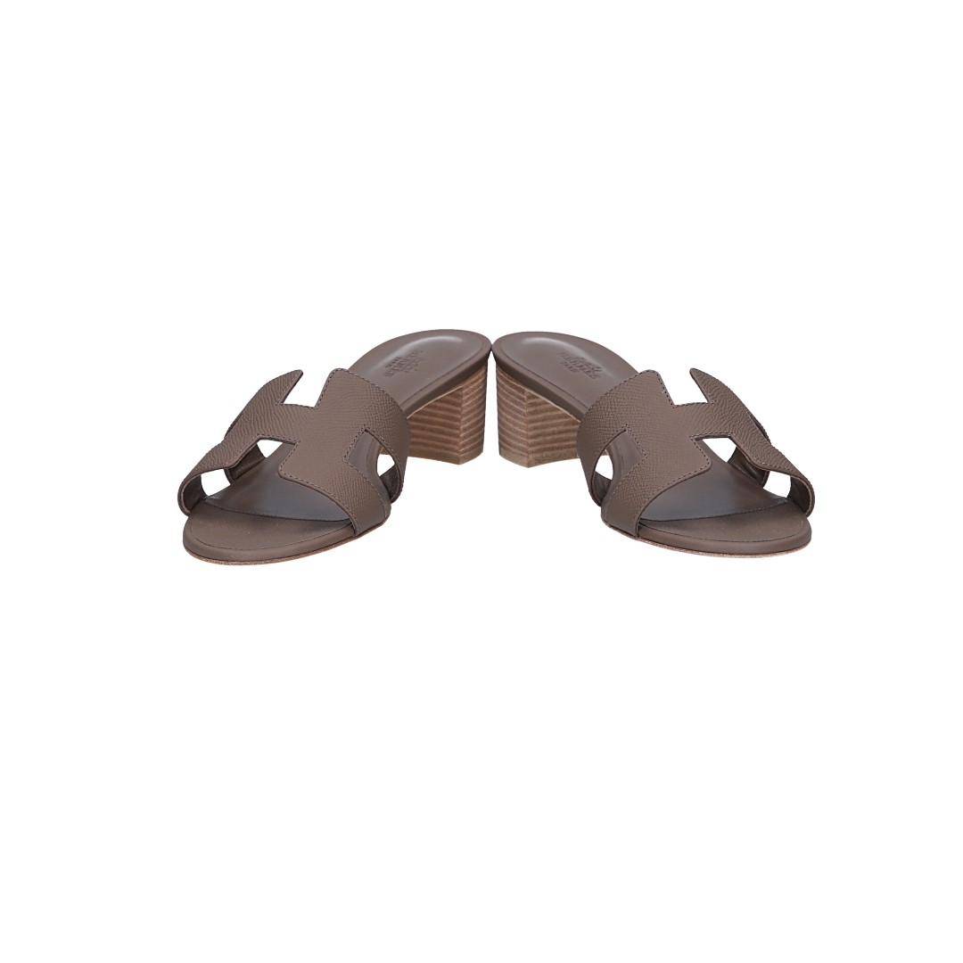 HERMÈS SANDALEN SCHUHE 'OASIS' AUS VEAU EPSOM IN ETOUPE IN GR. 40