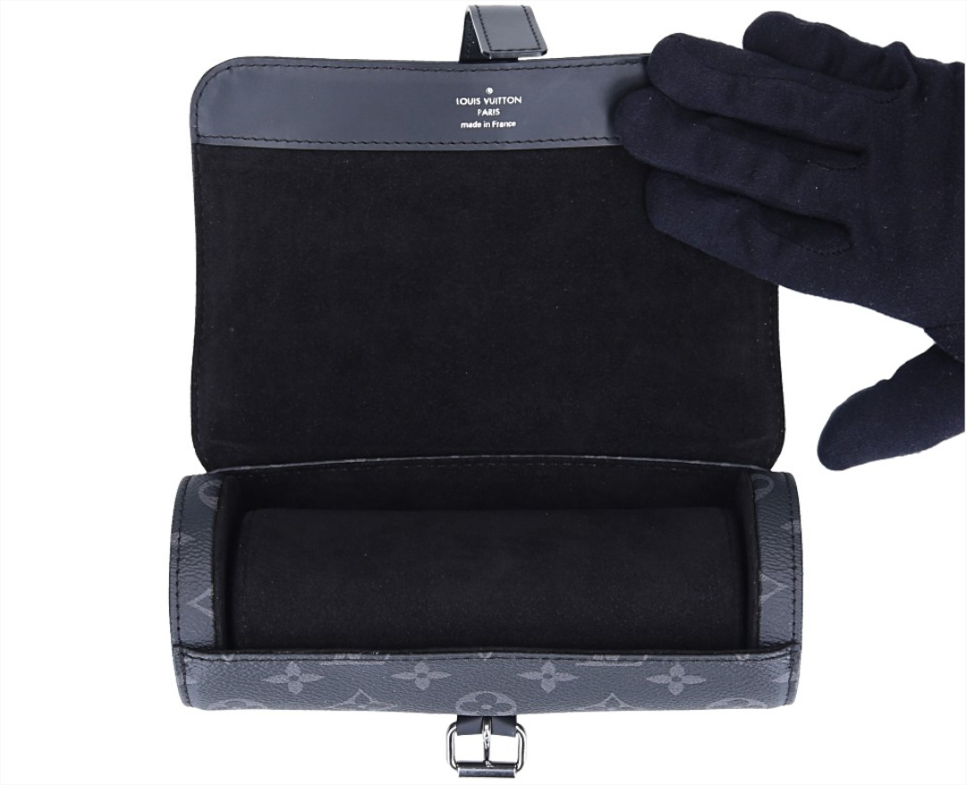 LOUIS VUITTON ETUI FÜR DREI UHREN - WATCH CASE AUS MONOGRAM ECLIPSE CANVAS (M43385)
