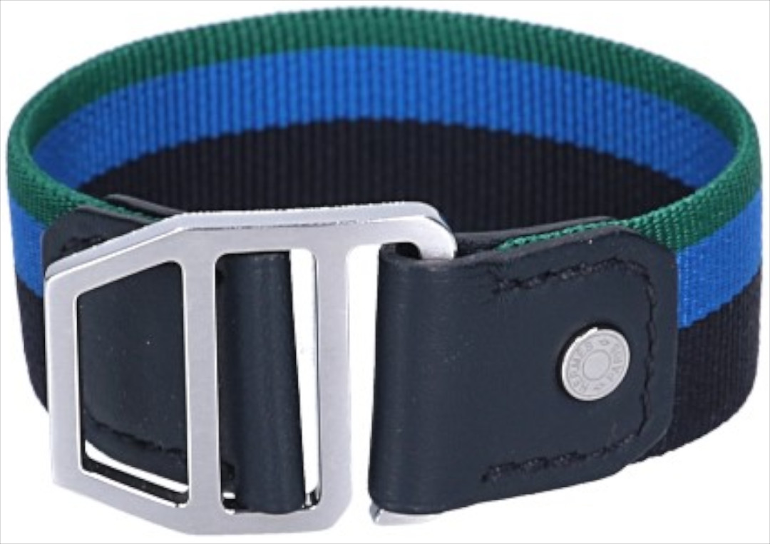 HERMÈS ARMBAND 'ROCABAR' AUS NYLON UND KALBSLEDER IN NOIR MIT PHW IN GR. M