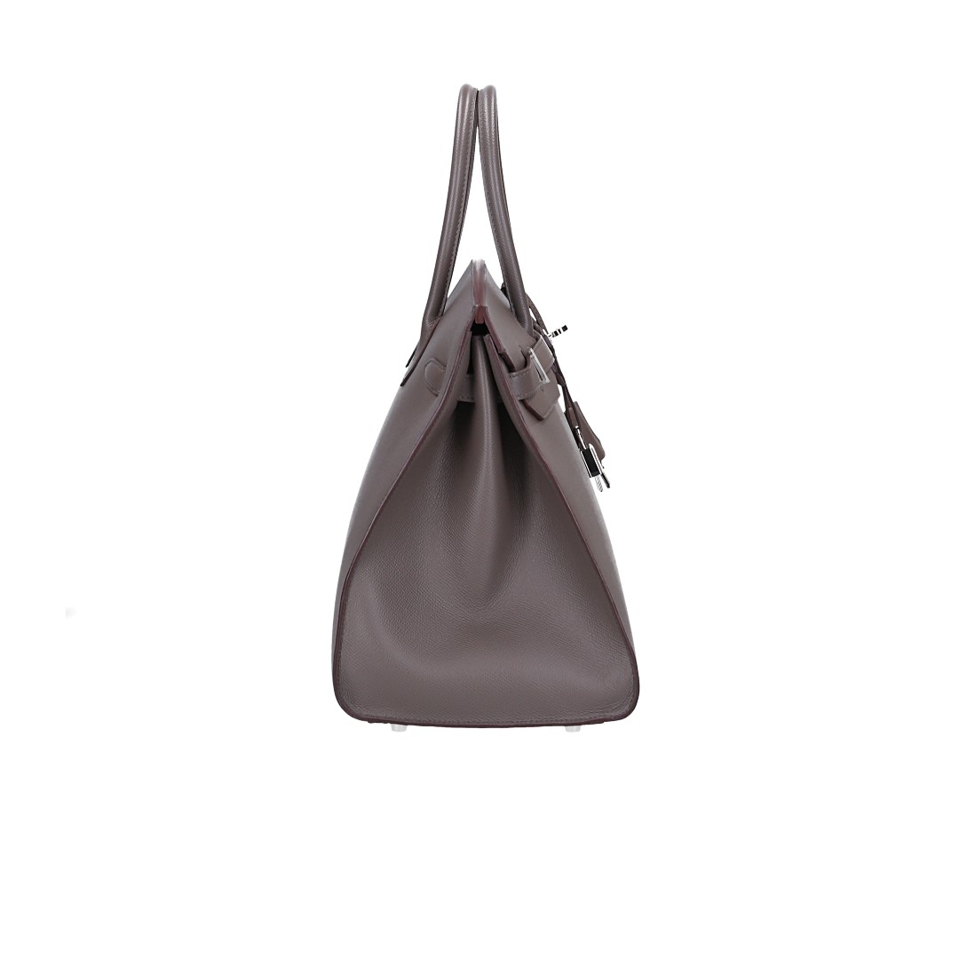 HERMÈS BIRKIN 35 SELLIER HANDTASCHE AUS VEAU EPSOM IN ETOUPÉ MIT PHW