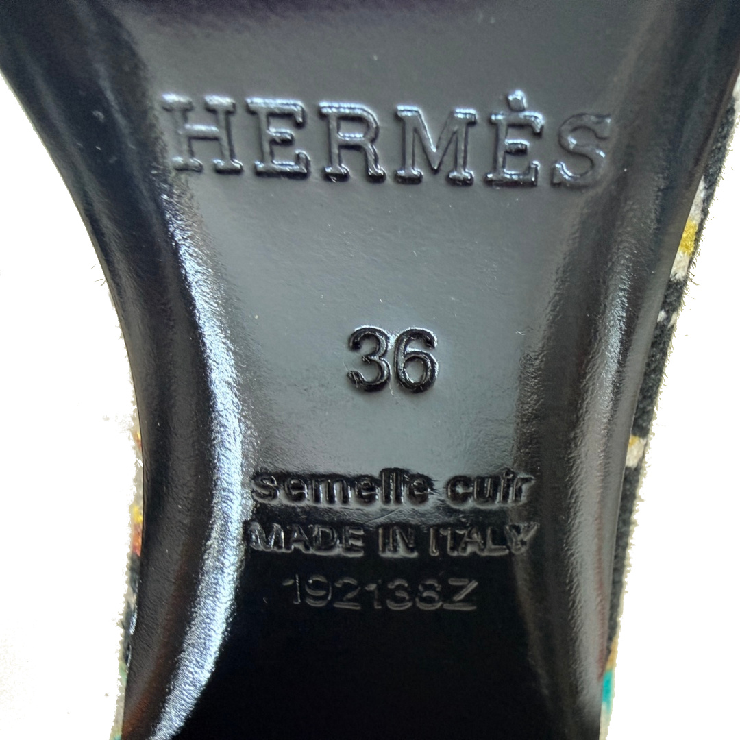 HERMÈS SANDALEN 'OASIS' AUS NERZ, LEDER UND TEXTIL IN NOIR IN GR. 36