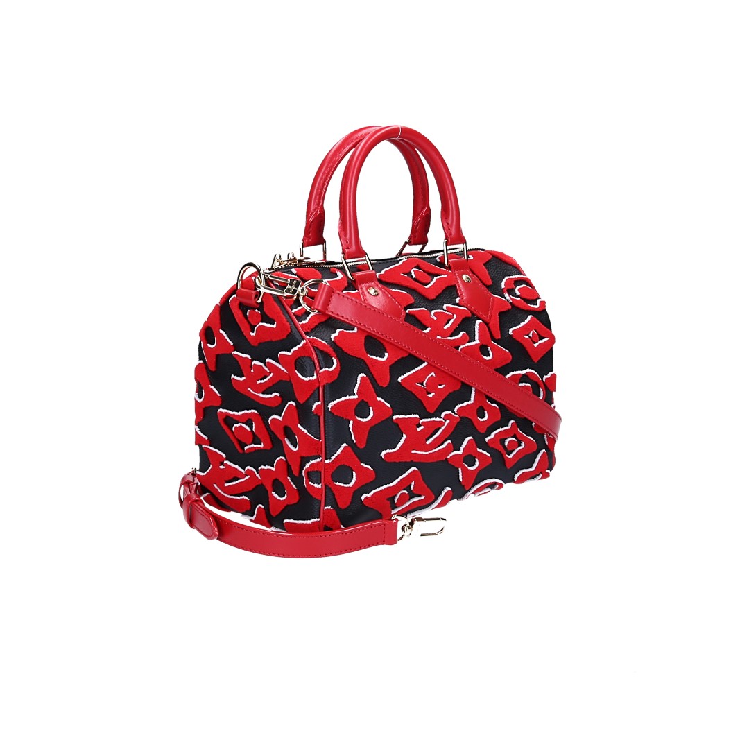 49018-LouisVuitton-Speedy-SE_2D_0008 LOUIS VUITTON SPEEDY 25 HANDTASCHE AUS MONOGRAM URS FISCHER CANVAS MIT SCHULTERRIEMEN (M45552)