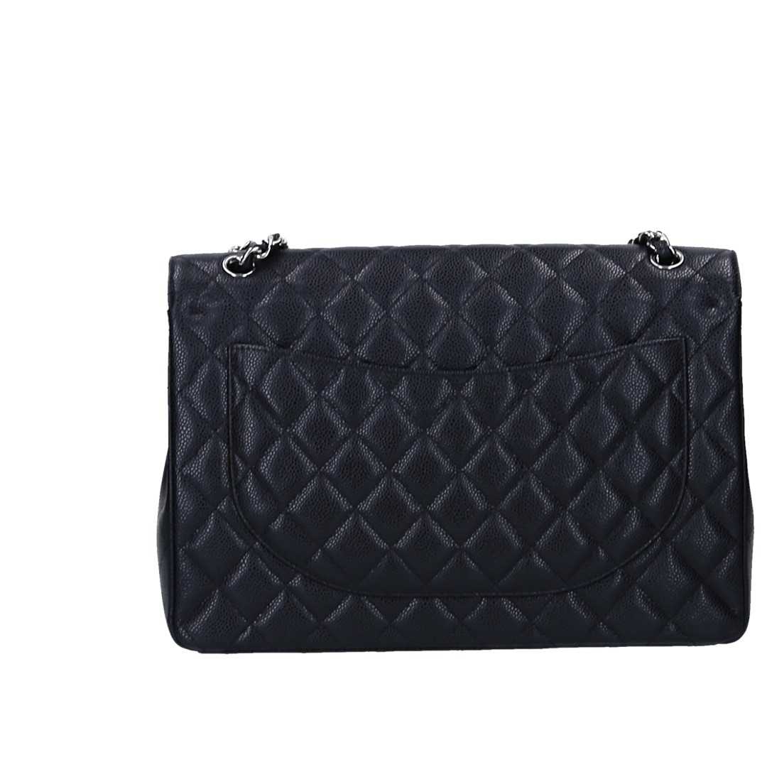CHANEL TIMELESS DOUBLE FLAP HANDTASCHE (MAXI) AUS KALBSLEDER IN SCHWARZ MIT SHW (A58601)