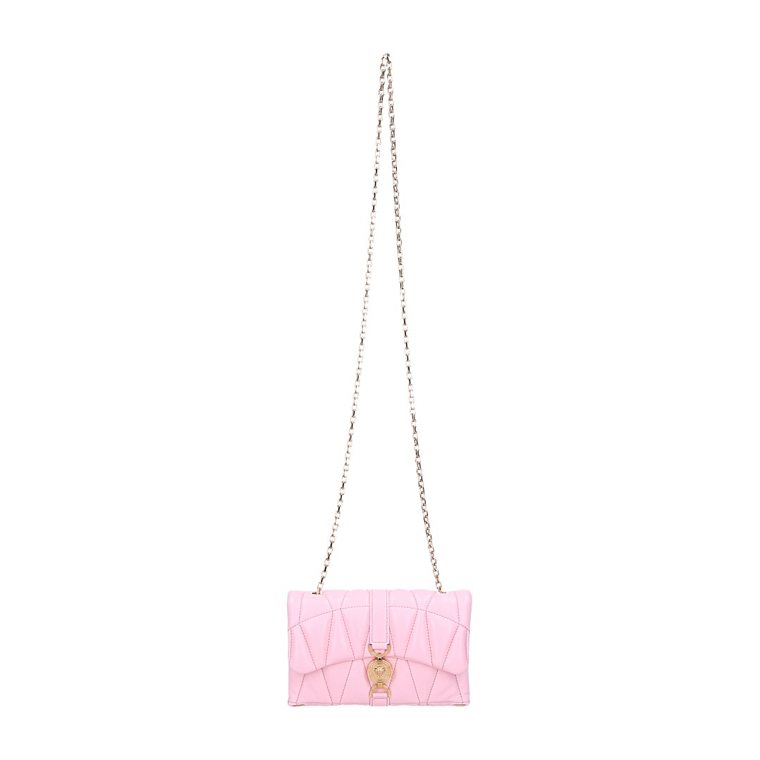 VERSACE MINIBAG KLEIO AUS GESTEPPTEM NAPPALEDER IN HELLROSA MIT GHW