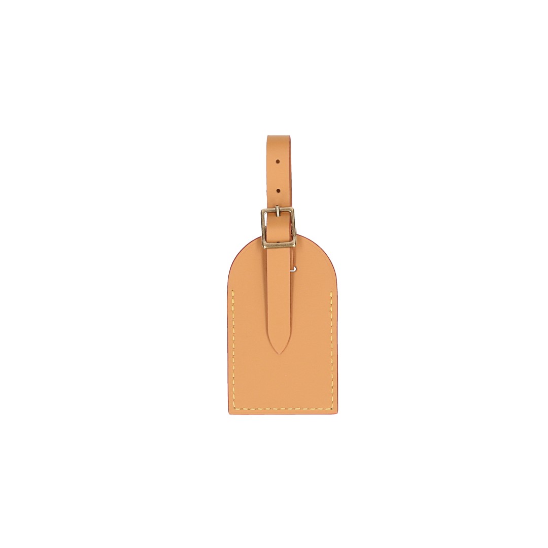 LOUIS VUITTON ADRESSANHÄNGER - TRAVEL TAG AUS PATINIERTEM, NATURBELASSENEM RINDSLEDER