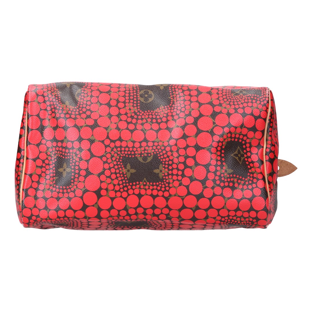 45282-Speedy30-rot_2D_0009 LOUIS VUITTON SPEEDY 30 HENKELTASCHE AUS MONOGRAM KUSAMA CANVAS (M40693)