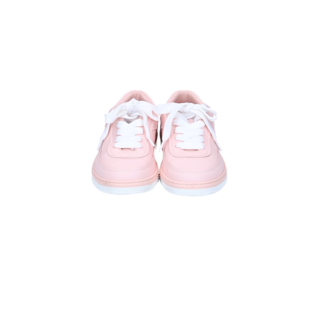 CHANEL SNEAKER SCHUHE AUS SUEDE LEDER IN ROSA UND WEISS GR. 38 (L G39978)
