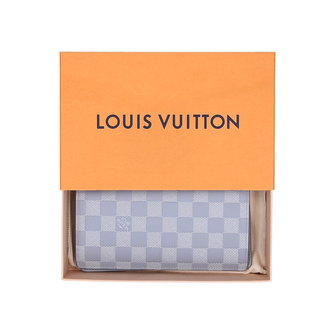 LOUIS VUITTON GELDBÖRSE 'BRAZZA' AUS DAMIER INFINI LEDER IN SILBERGRAU