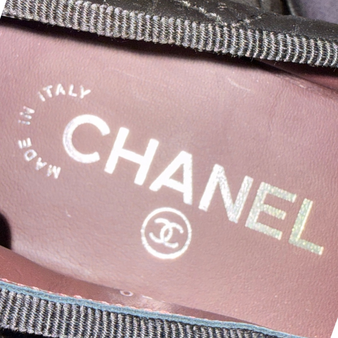 CHANEL BALLERINA SCHUHE AUS LEDER IN SCHWARZ GR. 35 (J G26250)