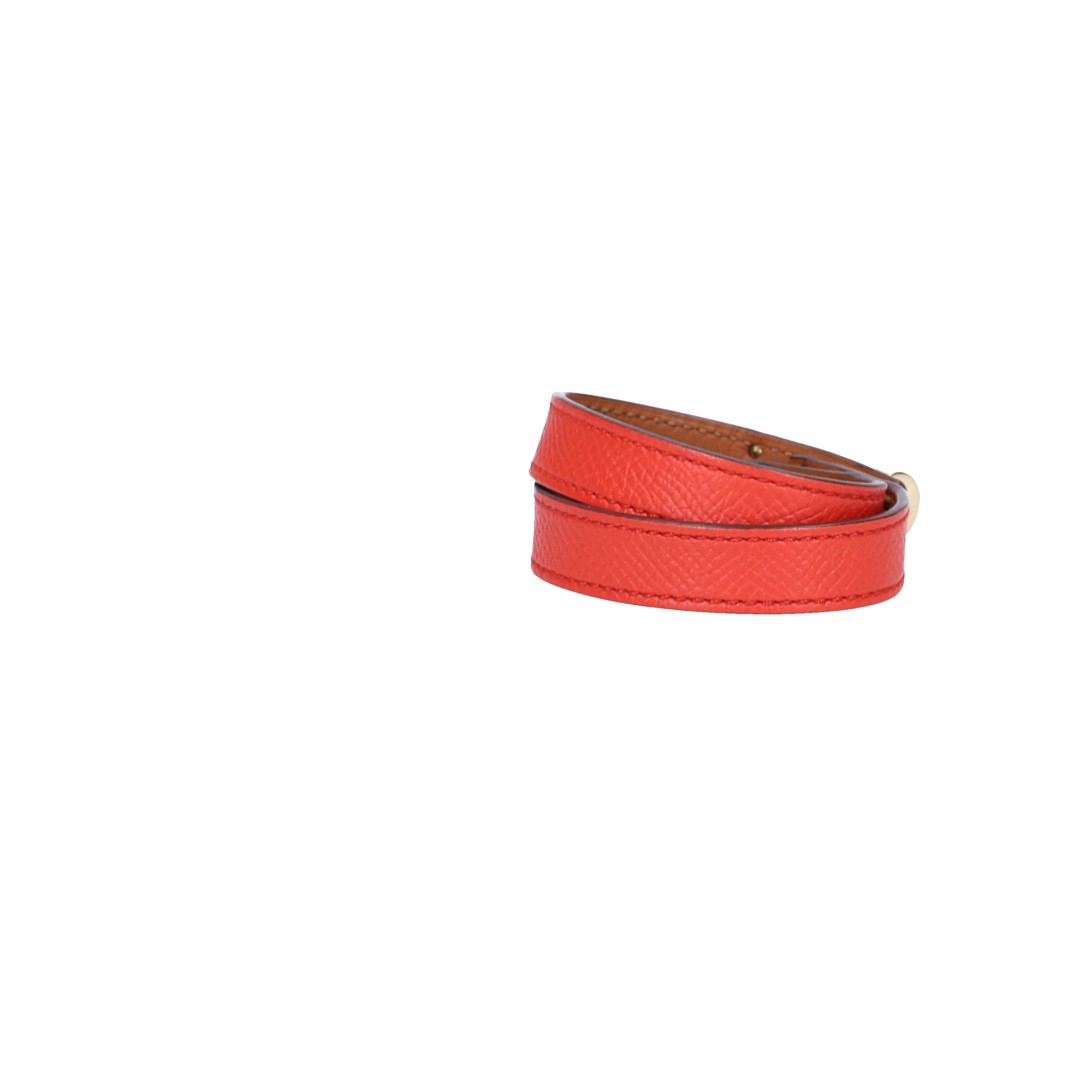 HERMÈS ARMBAND 'KELLY DOUBLE TOUR' AUS EPSOM-KALBSLEDER IN ORANGE POPPY MIT GHW GR. T1/XS