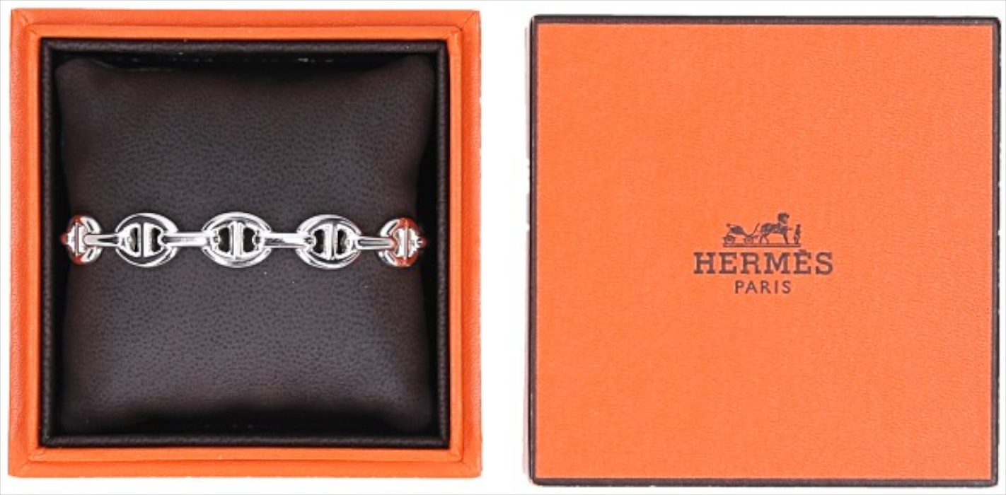 HERMÈS ARMREIF 'CHAÎNE D'ANCRE ENCHAÎNÉE' MITTLERES MODELL AUS 925ER-SILBER IN GR. LG