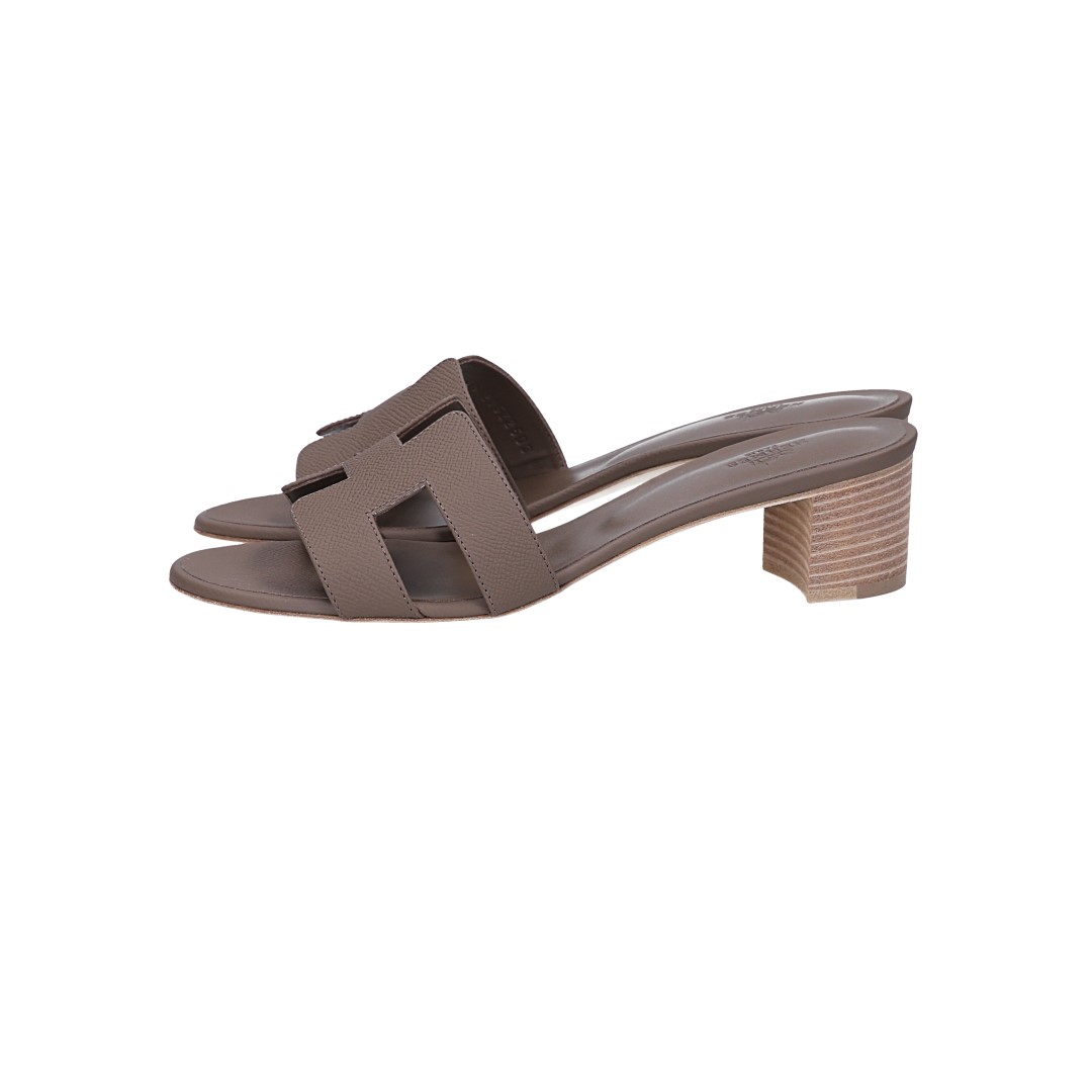 HERMÈS SANDALEN SCHUHE 'OASIS' AUS VEAU EPSOM IN ETOUPE IN GR. 40