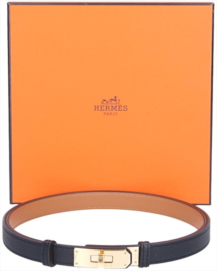 HERMÈS GÜRTEL 'KELLY 18' AUS EPSOM-KALBSLEDER IN NOIR MIT GHW ONESIZE