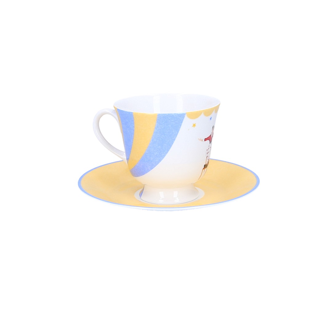 HERMÈS TASSE MIT UNTERTASSE AUS PORZELLAN 'CIRCUS'