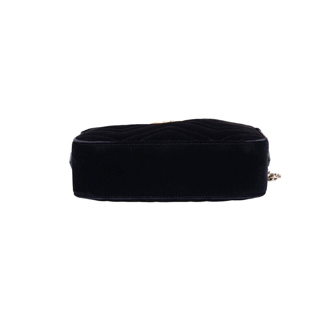 GUCCI HANDTASCHE 'KLEINE GG MARMONT' AUS MATÉLASSE VELVET IN SCHWARZ AGHW